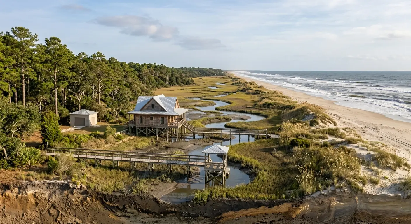 FEMA flood zone map illustration showing Zone X, Zone AE, and Zone VE designations for coastal Savannah, Georgia