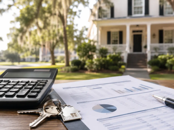 Calculator graphic comparing a cash home buyer offer versus an MLS listing net for a Savannah home