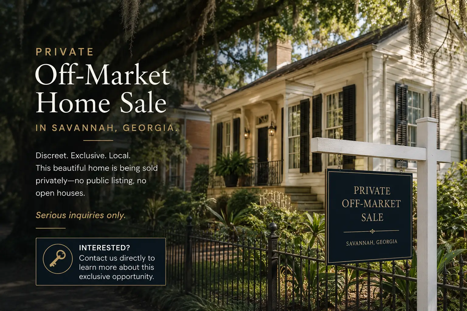 Private off-market home sale in Savannah, Georgia