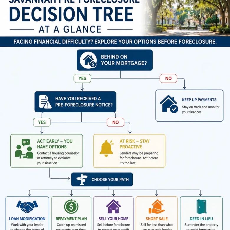 Pre-Foreclosure in Savannah: A Homeowner’s Decision Tree (Loan Mod vs. Short Sale vs. Fast Listing vs. Cash)