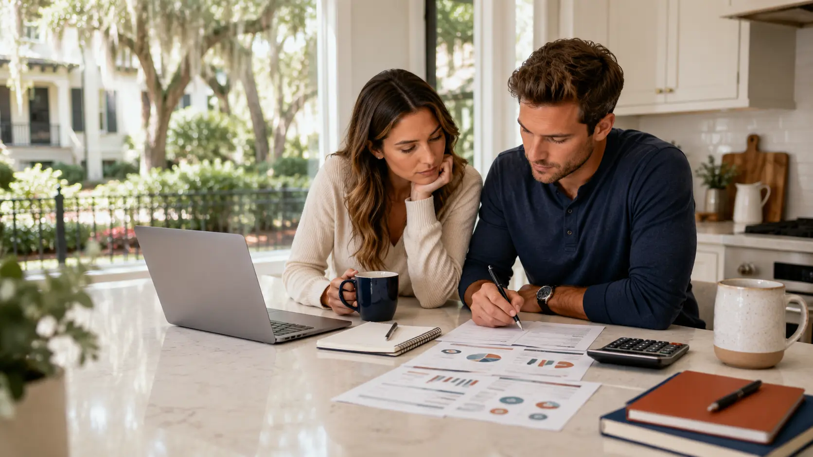 First-time homebuyers working through the real cost of buying a home in Savannah, Georgia