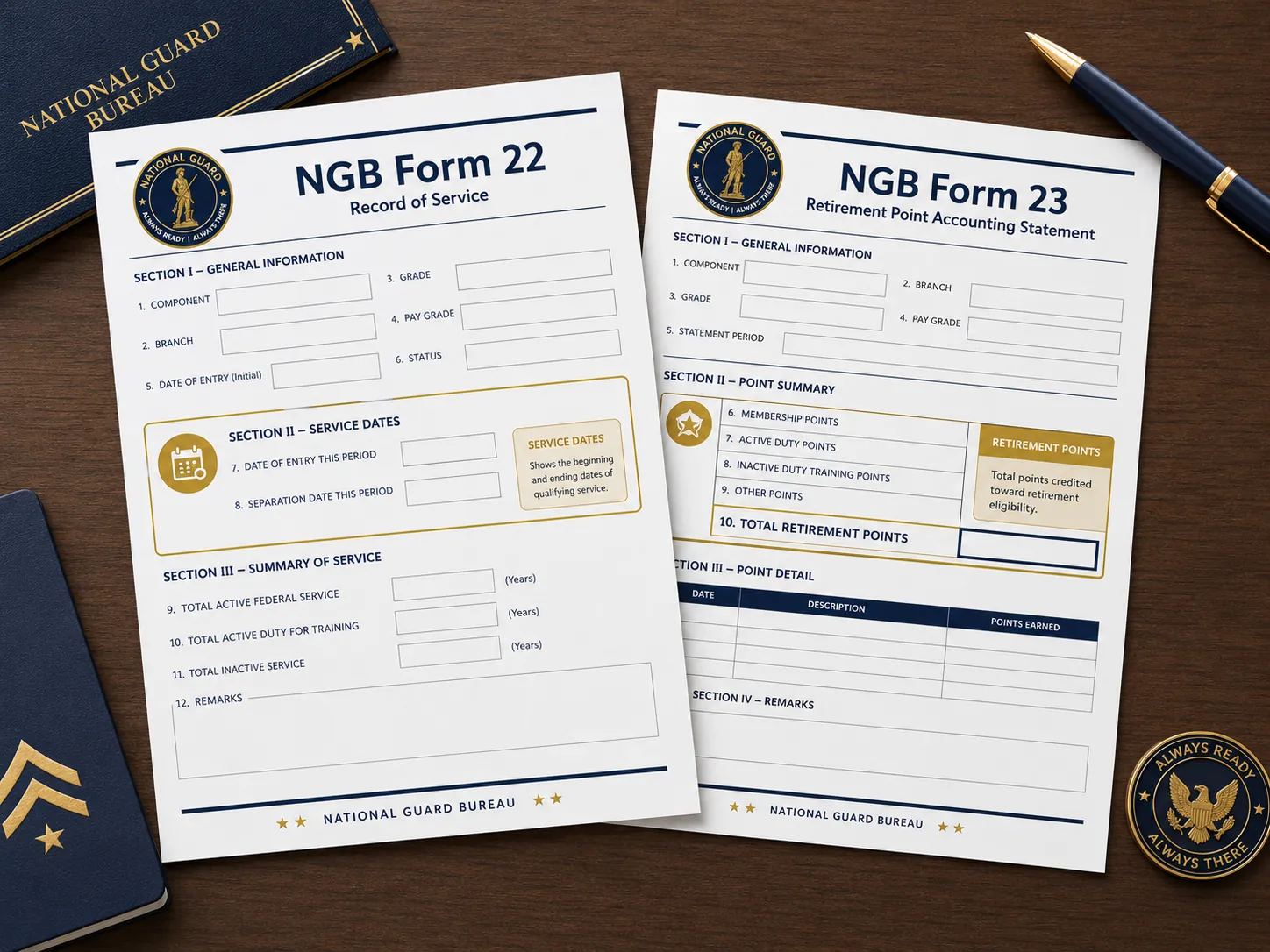 NGB Form 22 and NGB Form 23 documents required to prove Guard member VA loan eligibility