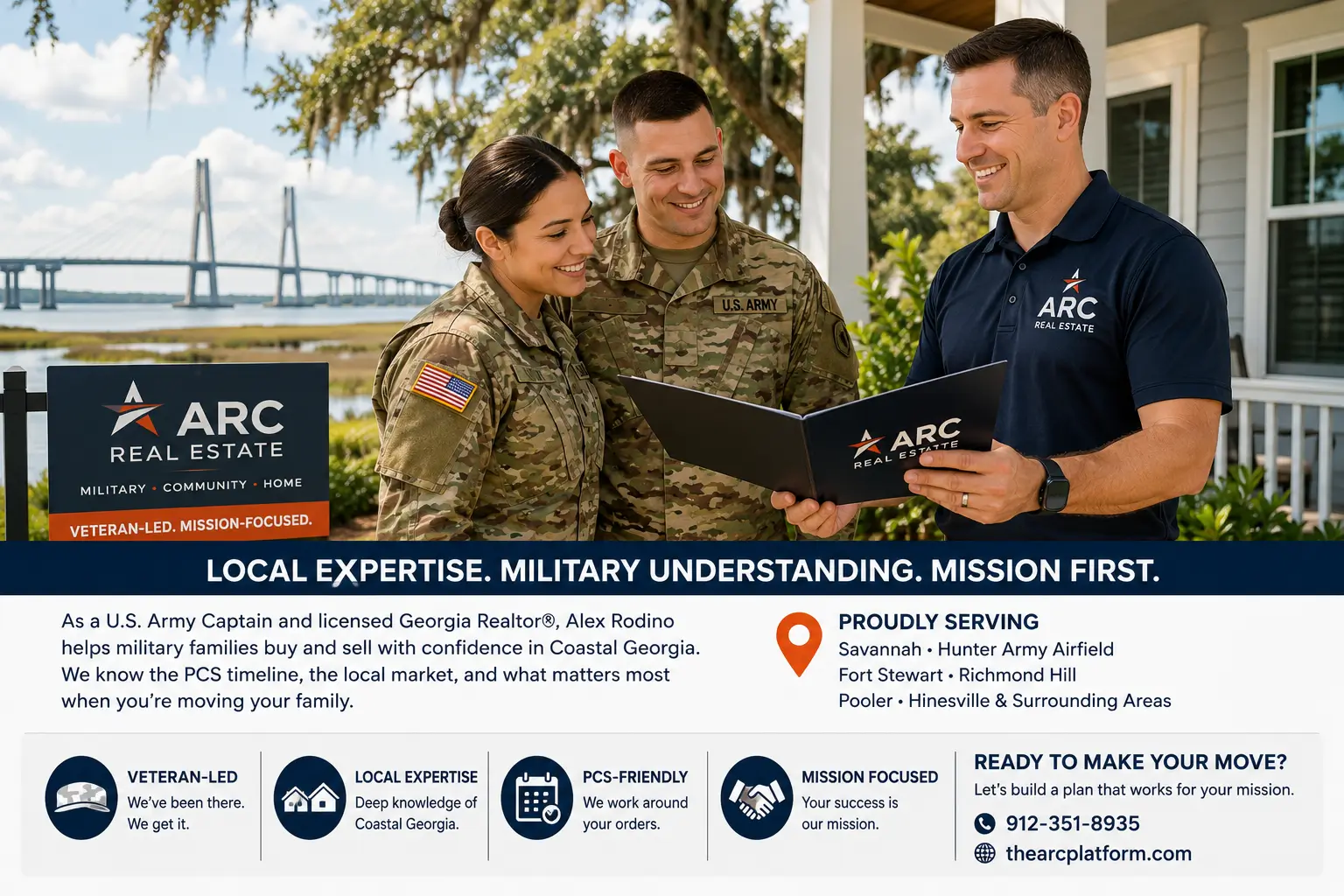 ARC Real Estate - veteran-led, mission-focused real estate help for military families in Coastal Georgia serving Savannah, Hunter Army Airfield, Fort Stewart, Richmond Hill, Pooler and Hinesville
