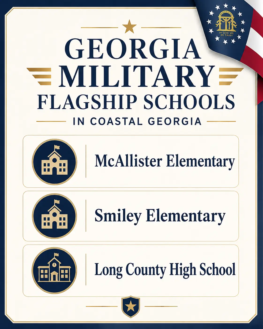 Coastal Georgia schools recognized as 2026 Georgia Military Flagship Schools for military families