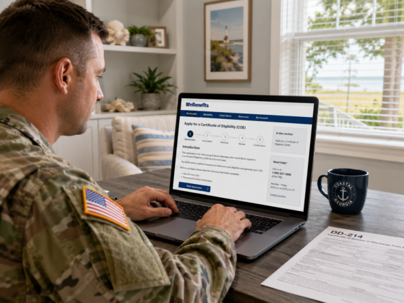 Service member applying for a VA Certificate of Eligibility from a Coastal Georgia home office