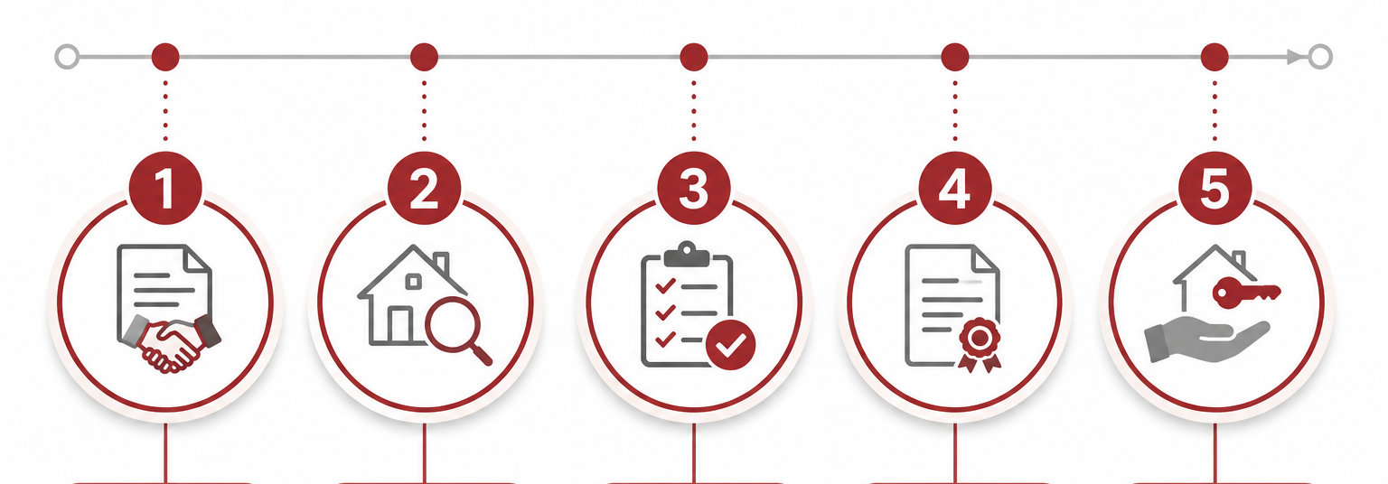 Infographic illustrating the numbered steps of a Savannah home seller's closing process