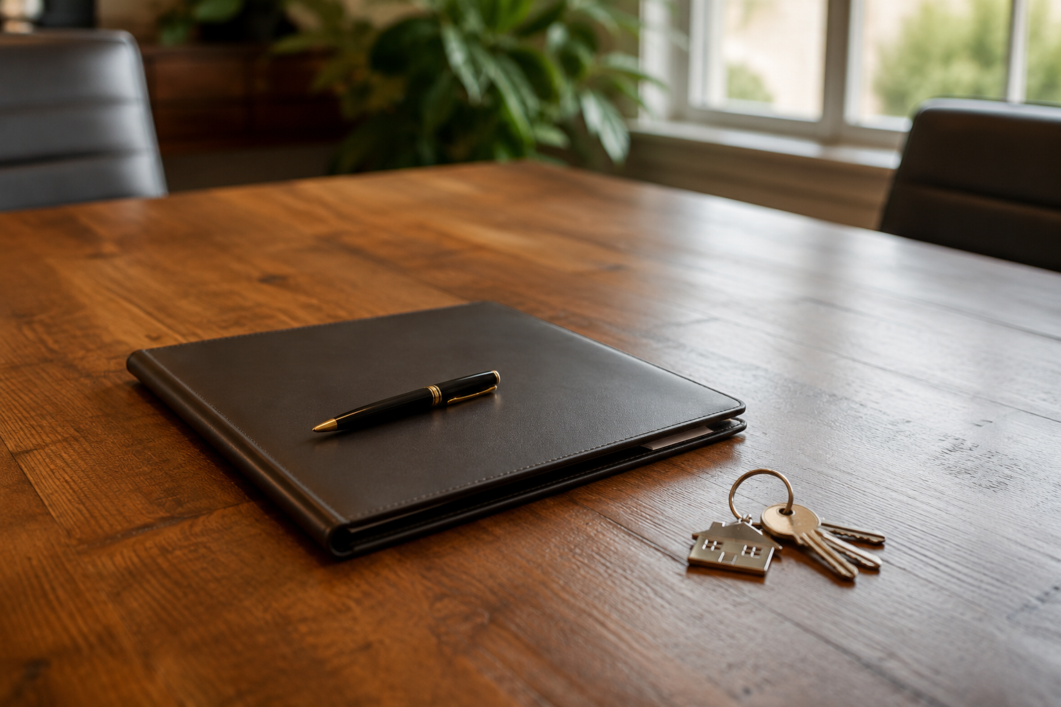 Closed laptop and house keys on a desk, representing a completed Savannah home sale