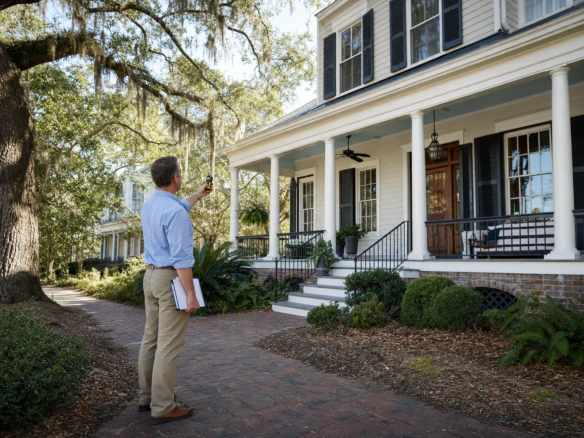Home seller standing outside a Savannah home before a property appraisal
