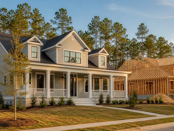 New construction home under framing in a Savannah, Georgia area community